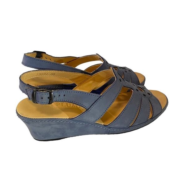 La Plume Suede Sky Blue Wedge Heeled Ankle Strap Sandals in Ladies Size 38 - Picture 4 of 6